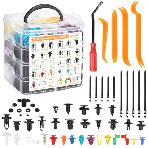 DUBULL 1365 Stück Befestigungsclips Auto Clips, Kfz Spreiznieten Kunststoff | Befestigung Clipse Set für Innenraum Verkleidung, Pkw Karosserie Plastik Klipse Plastikclips Sortiment, Clip for Car Trim