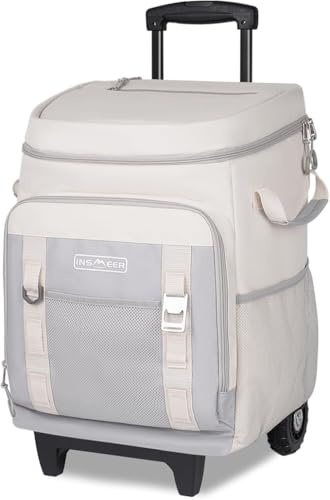 Nevera con ruedas, 50 litros/80 latas, bolsa térmica grande plegable e impermeable, bolsa térmica para playa, camping, picnic, compras