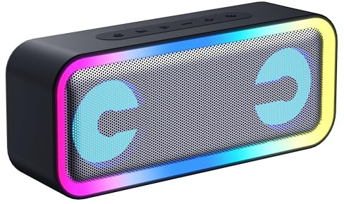Altavoz Bluetooth Portátil Potente 40W, Altavoces Bluetooth 5.4 con Emparejamiento TWS,7 Cambios RGB, 30 H Reproducción, Impermeable IPX7, Speaker de Exterior para Viajes/Deportes/Fiestas/Ciclismo