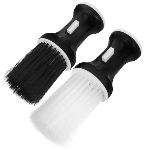 Genérico Set de 2 Cepillos Plumero para Barbería Accesorios, Fácil Limpieza de Polvo y Cabello, Base de Plástico y Fibra para Peluquería y Barbería