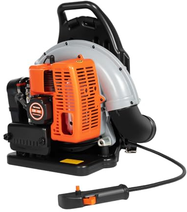 Leaf Blower Petrol, 63CC Petrol Leaf Blower 6800 RPM Leaf Vacuum Petrol, Lawn Sweeper with Adjustable Shoulder Strap, 1.8 L Litre Fuel Tank, External Oil Filler Neck