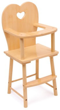 Solid Wooden Dolls Feeding High Chair - Girls Toy
