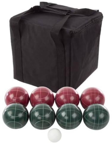 Trademark Games Bocce Ball Set Regulation Size - Lawn Game for Backyard or Beach - Includes Red and Green Bocce Balls, Pallino, and Carrying Case