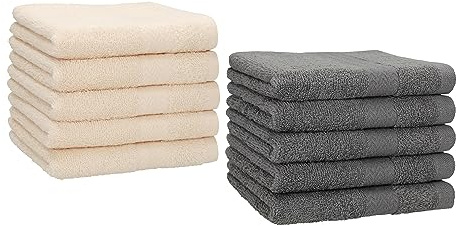 Betz 10 Stück Gästehandtücher Premium 100% Baumwolle Gästetuch-Set 30x50 cm Farbe beige und anthrazit