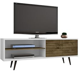 Manhattan Comfort 201AMC69 Liberty 62.99 TV-Ständer aus Holz, Weiß/Rustikal, Medium