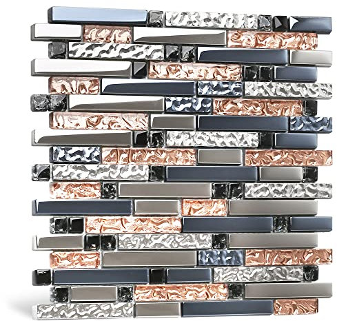 TST Mosaik Fliesen Kristall Glass Tile Interlocking Rose Gold Mosaik Bad Küche Kamin Decor tstgt107
