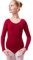 tanzmuster ® Ballettanzug Mädchen Langarm - Lilly - aus Baumwolle, Ballettbody Kinder Ballett Trikot in burgunder, Größe 116/122