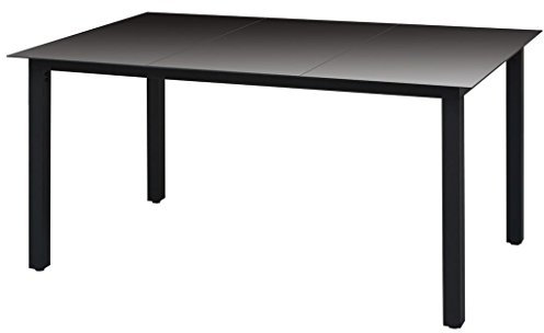 Festnight Mesa de Cristal de Comedor 150x90x74 cm Negra
