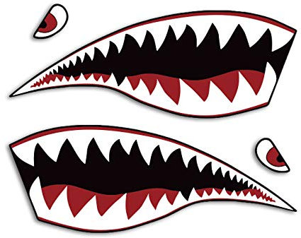 2x Shark Hai Mund Augen Aufkleber Auto Motorrad Helm Tuning Design Wetterfest