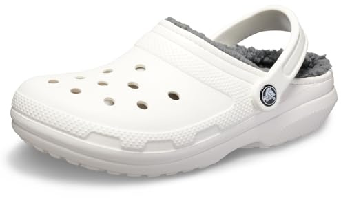 Crocs Unisex Erwachsene Classic Lined Clog Clog, White/Grey, 34/35 EU