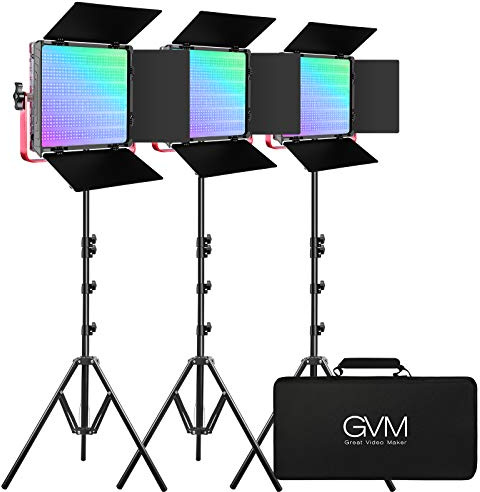 GVM LED Videoleuchte mit Stativ, APP Steuerung 50W 1200D RGB Studiolicht LED Dauerlicht, Fotografie LED Beleuchtung konferenzlicht für Studio Video YouTube Streaming, led fotolicht kameralicht