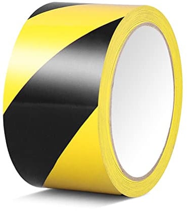 ALBOYI Black Yellow Hazard Warning Tape, 70mm×20m Safety Tape Self Adhesive Barrier Tape 1 Roll, Hazard Tape Black and Yellow for Floor Marking Barrier Tape