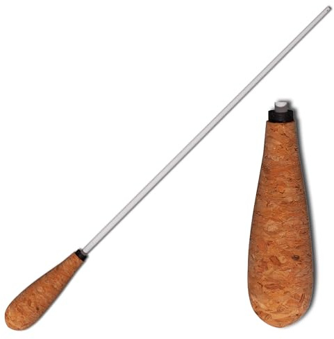 Montford Conductor's Baton - 12 Tapered Cork Handle | Ergonomic Cork Handle for Secure Grip - Elegant White Lacquered Stick - Precision & Balance for Orchestra/B & Conductors