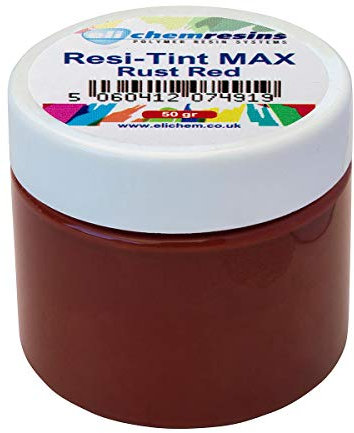 resi-TINT MAX (Rust Red) Rostrot, 50 gr, Farbpaste, Epoxidharzfarbe, Resinfarbe, hochpigmentierte Farbe