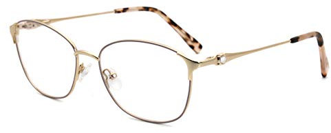 FERAVIA Dame Metall Strass Rechteck Brille klare Linse creme.gold Brille