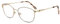 FERAVIA Dame Metall Strass Rechteck Brille klare Linse creme.gold Brille