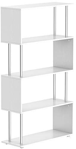 HOMCOM Standregal 4 Fächer Raumteiler Eckregal Wandregal Büroregal Weiß 80x30x145 cm