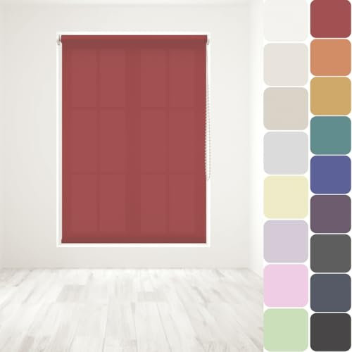 Straight Edge Dim-Out Roller Blind - Easy Fit Home Office - 90cm Width x 160cm Width Drop - Red