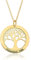 Collar Arbol de la Vida Personalizado para Mujer en Plata de Ley - con Cadena de 45 cm + Alargador - Regalo Original para Madres y Abuelas (Collar Arbol Oro)