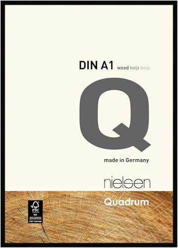 nielsen Bilderrahmen, 59,4 x 84,1 cm (A1), Holz, Schwarz, Posterrahmen zum Aufhängen im Hoch- & Querformat, Echtglas, Quadrum