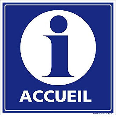 Panneau d'accueil de site et d'information. Signalisation Information et Accueil. Autocollant, PVC, Alu - 125 x 125 mm - Adhésif - Adhésif -