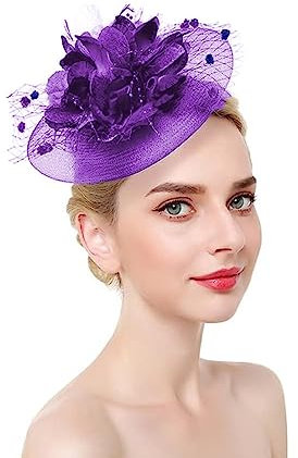 Damen Fascinator Hut Party Braut Mesh Kopfbedeckung Frauen Mädchen Haar Clip Accessoire Federn Blumen Kopfschmuck 20er Jahre Stirnband Elegant Klassisch Hochzeit Haarschmuck für Kirche Tea Cocktail