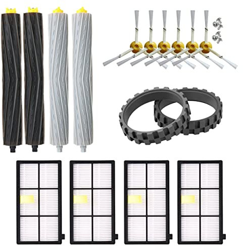 MIRTUX Ersatzteil-Kit für Roomba Serie 800 und 900 | Ersatzteile für Roomba 850, 860, 870, 880, 890, 960, 980... (alle Modelle) | Seitenbürsten, Filter, Set mit Extraktorenrollen, Reifen