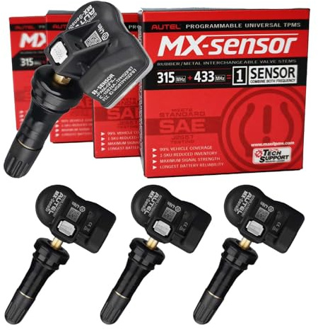 Autel TPMS Sensors, MX Sensor, MaxiTPMS Tire Pressure Sensor, 2 in 1(315MHz + 433MHz) Press-in OE-Level Programmed by TS508 TS408 TS508WF TS608 MS906TS ITS600 MS906PRO-TS (Rubber valves)