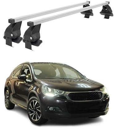 OMAC Menabo Dachträger für Peugeot 308 Kombi 2013-2021 Stahl Silber | DIN 75302:2019 & ISO/PAS 11154:2006 geprüft, Abschließbar, City-Crash-getestet, bis 50 kg Traglast, Querträger, Grundträger