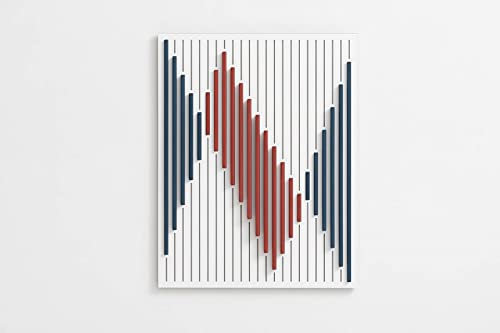 KunstLoft Wanddeko Holz rustikal | 100% HANDGEFERTIGT | 47x60x1,5cm | Holzbild 'The Inspiration' | Geometrische Kunst | Weiß Rot | Wandbild Holz