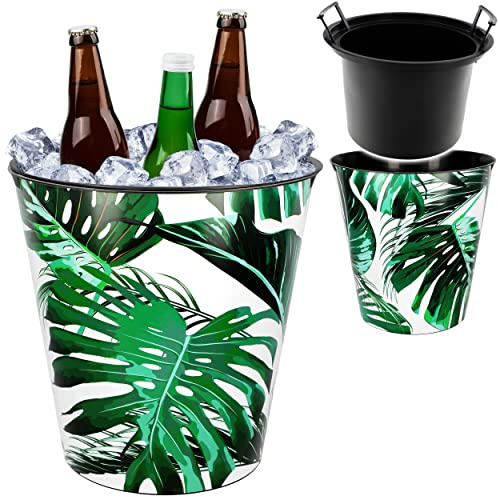 alles-meine.de GmbH Eimer - z.B. als Getränkekühler & Blumentopf Modell wählbar 10 Liter - wasserdicht - 28 cm - aus Kunststoff Blätter & Pflanzen Papierkorb - Garten - S..