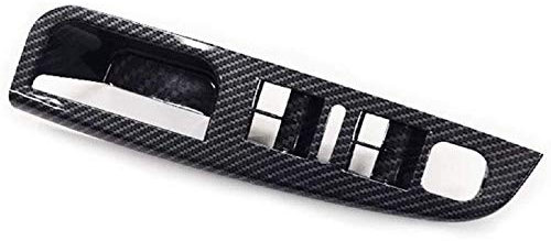 TsoLay Poignée Latérale avec Fibre Fenêtre Commutateur Porte Panneau de Commande Couverture Garniture pour MK5 Golf 5 2005-2009