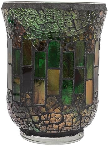 Artibetter Mosaik-Kerzenhalter Heimdekoration Schreibtischaufsatz Heimdekoration Glas-Kerzenständer Mosaik-Kerzenhalter Vintage-Dekor Glas Grüne Tischdekoration Kerzenständer Für Kerzenhalter