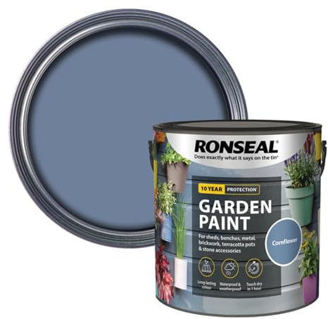 SAVING HUB 2.5L Garden Paint - Exterior Wood Paint Tin - Garden Furniture Colors Paint Outdoors - Benches, Metal, Brickwork, Plants Pots Paint - Fade Resistant (Cornflower)