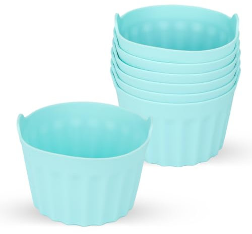 Moldes de huevo para freidora de aire, moldes de silicona antiadherentes para freidora de aire, horno y microondas, accesorios reutilizables de grado alimenticio para cocinar y hornear, paquete de 6