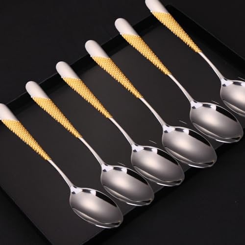DAFFODILY® Signature Dinner Spoons - Gold, Elegant Addition to Your Signature Cutlery Set, Set of 6, 304 Stainless Steel