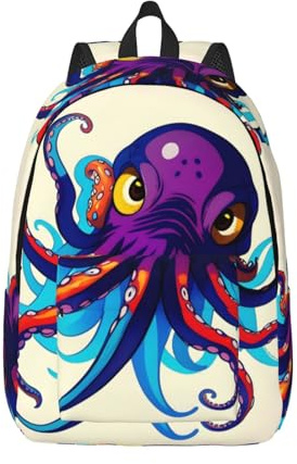 HJLUUFT Sac à dos imperméable Octopus violet – Sac à dos élégant pour ordinateur portable pour homme – Sac à dos de voyage de grande capacité – Unisexe, Noir , S