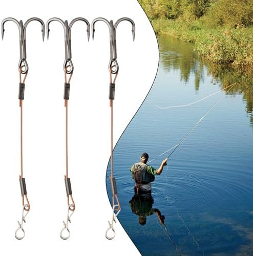 Pike Perch Bass Fishing Stingers, Stainless Steel Hooks, Pack of 3 Treble Hooks (5.5cm)