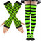 LUKIUP KniestrüMpfe Regenbogen Anzug, Gestreifte Warme Fingerlose Handschuhe Kniehohe Socken Set, Mädchen Damen Extra Lange Socken für Halloween Cosplay Gestreifte Lange Socken(Fluoreszierend Grün)