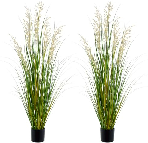 Künstliches Rohrkolben-Schilfgras, künstliche Outdoor-Pflanzen im Topf, Zwiebelgras, künstliche Grünpflanzen, Bodenpflanzen, künstliches Pampasgras im Topf, ideales Einweihungs-/Bürogeschenk für