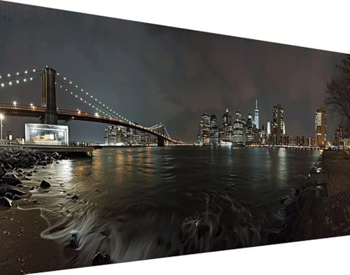 5D Diamond Painting Stadt Diamant Painting Bilder, Nacht Diamond Painting Erwachsene Kinder DIY Stickerei Kreuzstich Basteln Diamond Painting XXL 60x120cm, Wand Zimmer Deko Aesthetic Geschenk D-W
