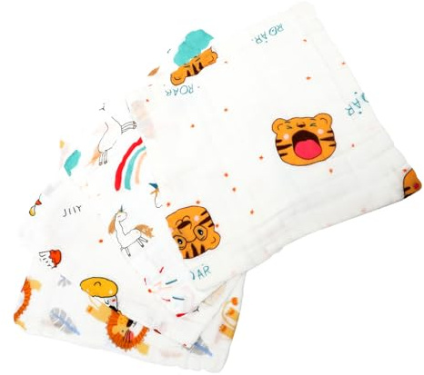 BCOATH 4pcs Pure Cotton Face Towels for Boys and Girls Washcloths Water Absorbent Towels for Hand Wiping for Newborn Bath