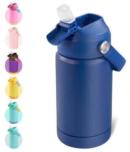 Fijinhom Kids Water Bottle, 360ml/12oz, Stainless Steel Insulated Water Bottle with Straw, Vacuum Leakproof, Kids Water Bottles for School Boys Girls, Keep Drinks Hot Cold,BPA Free,Blue