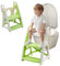 Holdfiturn Potty Training Seat Toilet Seat Kids Adjustable Potty Ladder Seat for Toilet Training with Steps Handle Soft Cushion Design 2 in 1 Potty Training Toilet Seat (Green)