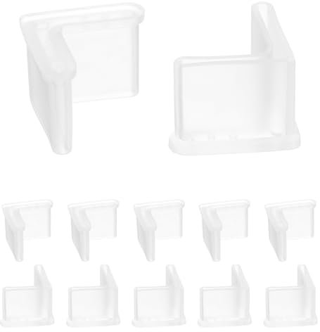 sourcing map 12 Pcs 1.18 x 1.18 Rubber Foot Pads Covers, L Shaped Furniture Angle Pads Leg Caps End Covers Floor Protector Anti-Slip Angle Iron for Shelving, Clear