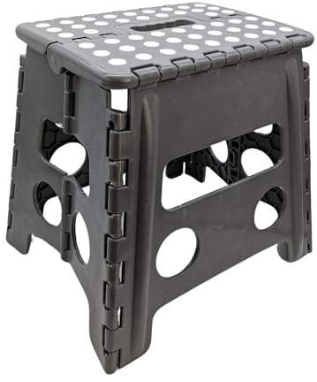 Hocker Tritthocker faltbar für Erwachsene und Kinder bis 150 kg Klapphocker aus Kunststoff rutschfest und platzsparend mit praktischem Tragegriff (36 x 29 x 32,5 cm & 1x HLKauf-Block)