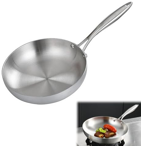 Somedy Sartén de inducción de acero inoxidable 304, sartén de 5 capas de acero inoxidable, sartén antiadherente, sartén para filetes, sartén para cocinar tortilla (28 cm)