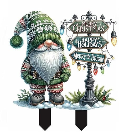 Weihnachtsmann Weihnachtsdeko Garten, Weihnachtsdeko Aussen Figuren, Acryl 2D Gartenstecker Weihnachten Winterdeko, Deko Schlitten Weihnachten Für Landschaften, Blumentöpfe, Zäune (1)
