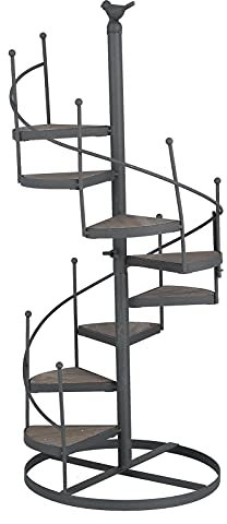 Robusto scaffale per piante, ripiani multifunzionali, facile installazione, design a scala a spirale, realizzato in ferro e legno, adatto per uso a lungo termine, per balcone e soggiorno