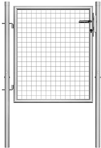 ShGaxin Gartentor aus verzinktem Stahl 105x125 cm, Gartentür, Außentür, Gartenzaun , Einstiegstürgitter